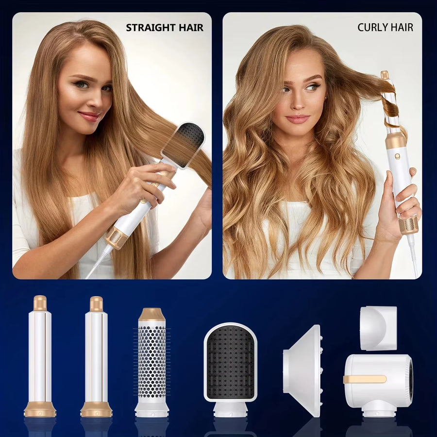7 in 1 Hair Dryer Professional Negative Ion Curling Iron Hair Straightener Brushless Motor High Speed Hair Dryer Hot Comb Set