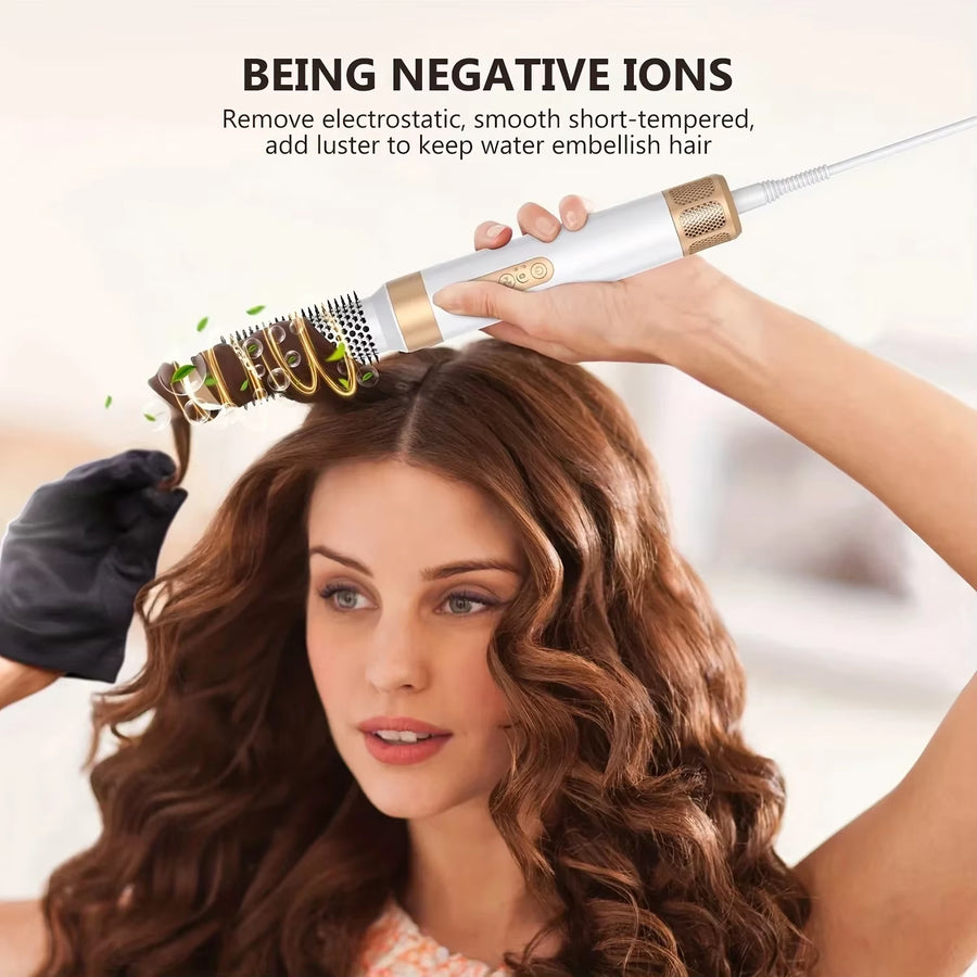 7 in 1 Hair Dryer Professional Negative Ion Curling Iron Hair Straightener Brushless Motor High Speed Hair Dryer Hot Comb Set