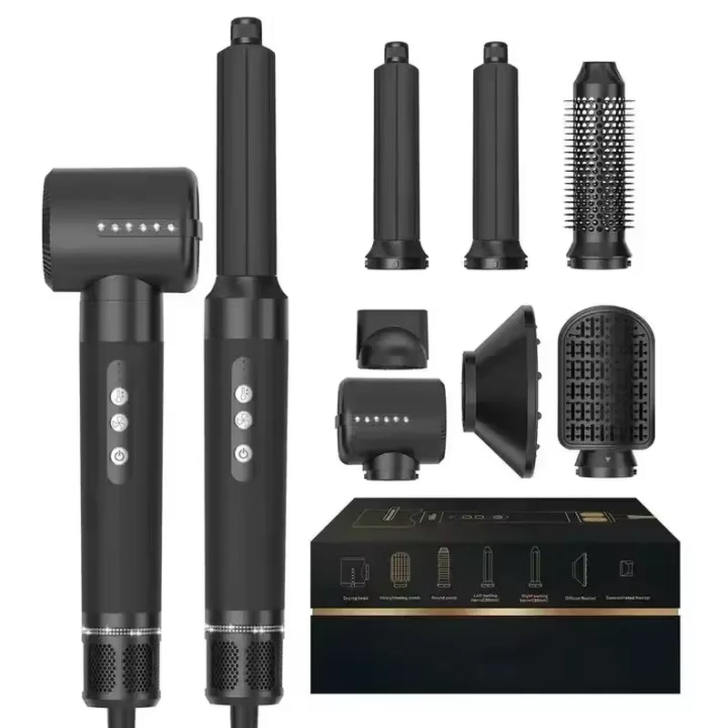 7 in 1 Hair Dryer Professional Negative Ion Curling Iron Hair Straightener Brushless Motor High Speed Hair Dryer Hot Comb Set